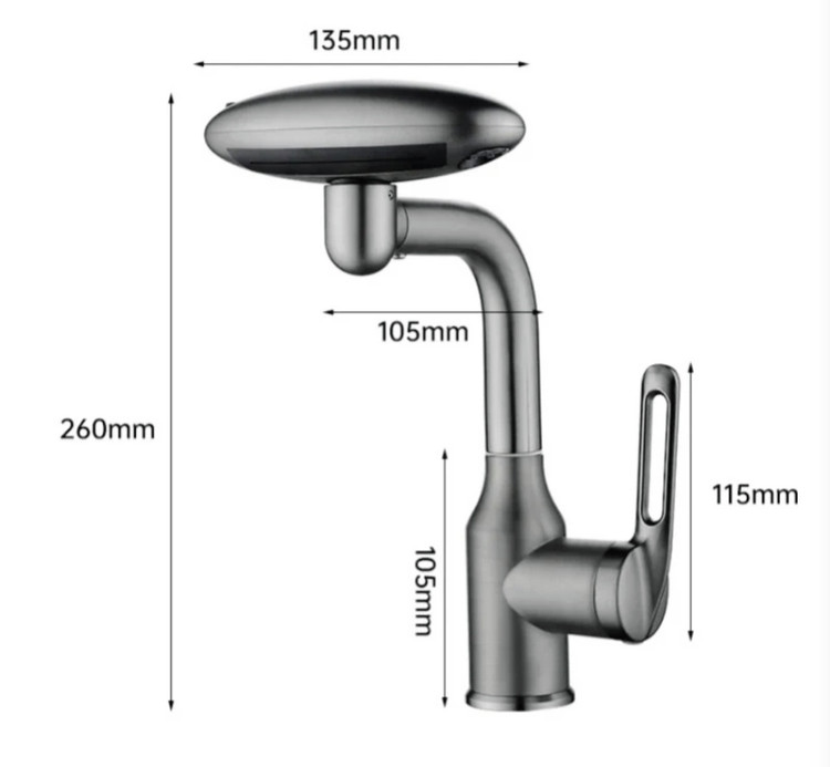 شیر روشویی چهار حالته برند City Market با قابلیت چرخش ۳۶۰ درجه