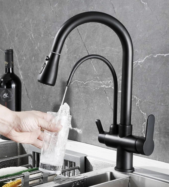 شیر آشپزخانه با عملکرد دوگانه و فیلتر تصفیه