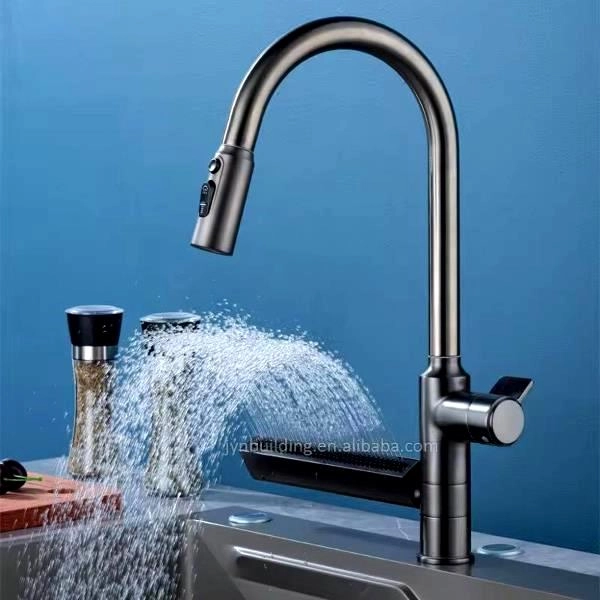شیر ظرفشویی آبشاری 360 درجه، با نصب آسان و طراحی بروز، بهترین انتخاب برای آشپزخانه‌های مدرن.
