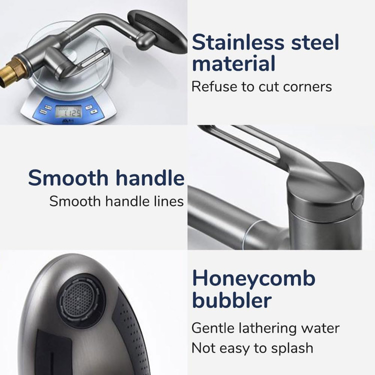 شیر روشویی ۳۶۰ درجه با قابلیت چرخش و تغییر جهت برای راحتی بیشتر